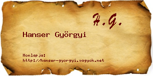 Hanser Györgyi névjegykártya